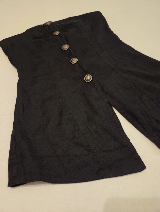 FREE PEOPLE Between Us Black Linen Blend Asymetrical Sweetheart Corset Top SZ S - Picture 4 of 11